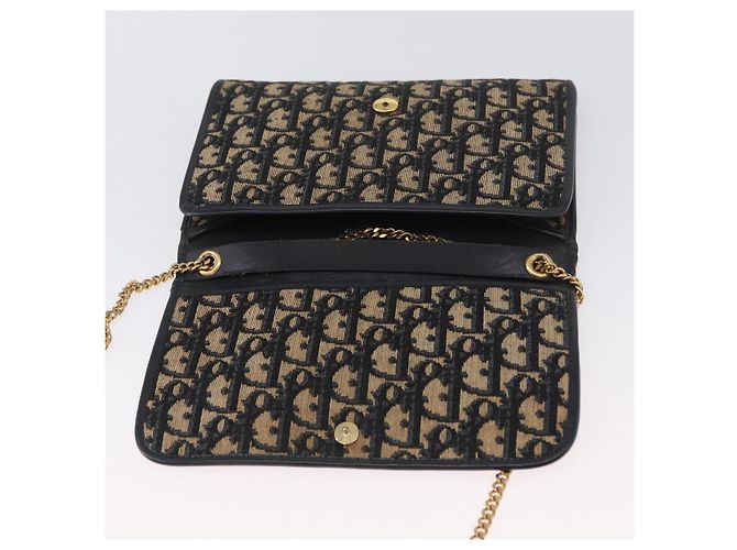Borsa a tracolla con catena Christian Dior Trotter Canvas Navy Gold - vista 10