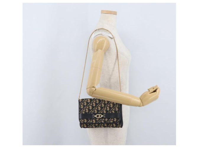 Borsa a tracolla con catena Christian Dior Trotter Canvas Navy Gold - vista 20