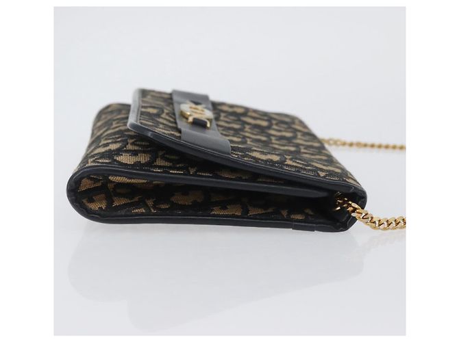 Borsa a tracolla con catena Christian Dior Trotter Canvas Navy Gold - vista 4