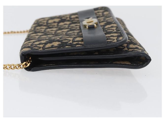 Borsa a tracolla con catena Christian Dior Trotter Canvas Navy Gold - vista 5