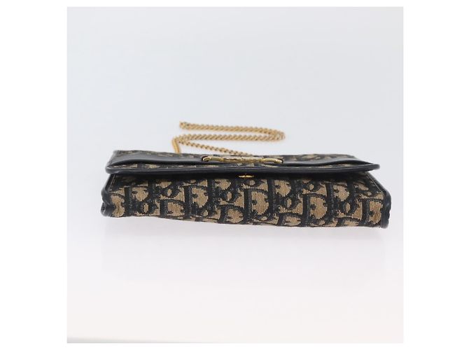 Borsa a tracolla con catena Christian Dior Trotter Canvas Navy Gold - vista 6