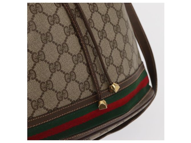 Borsa GUCCI GG Supreme Web Sherry Line PVC Beige Gold 164 02 085 - vista 18