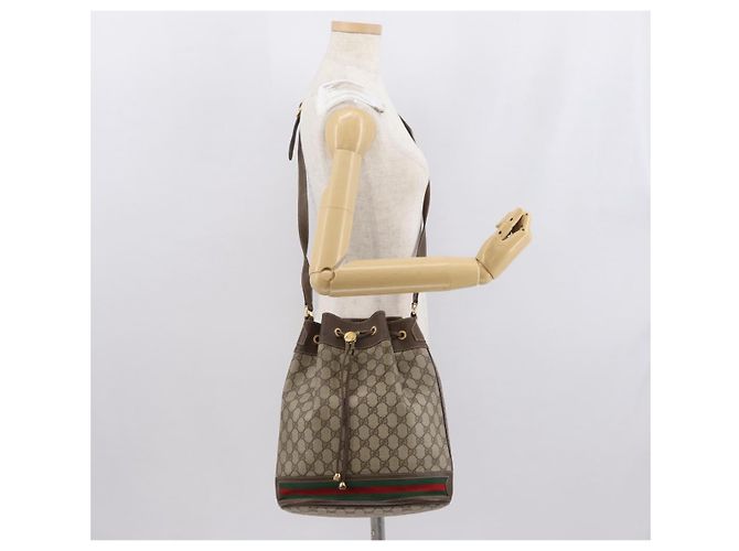 Borsa GUCCI GG Supreme Web Sherry Line PVC Beige Gold 164 02 085 - vista 22