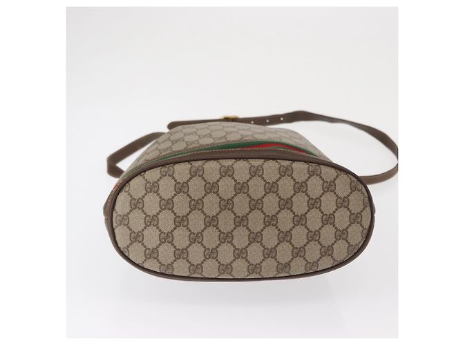Borsa GUCCI GG Supreme Web Sherry Line PVC Beige Gold 164 02 085 - vista 6