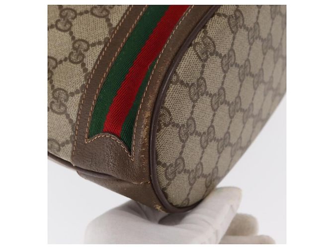 Borsa GUCCI GG Supreme Web Sherry Line PVC Beige Gold 164 02 085 - vista 9