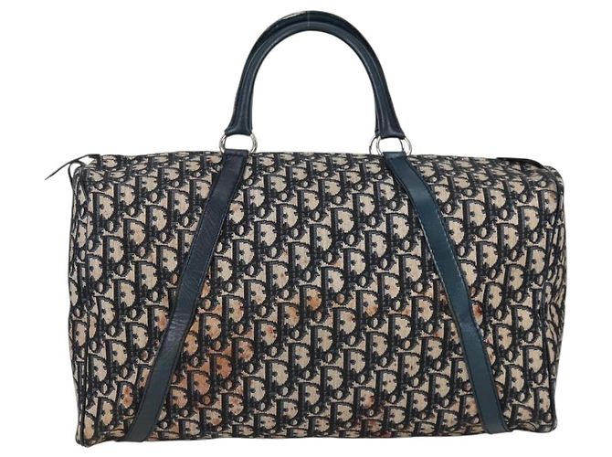 Borsa Boston Christian Dior Trotter Canvas Navy Silver - vista 13
