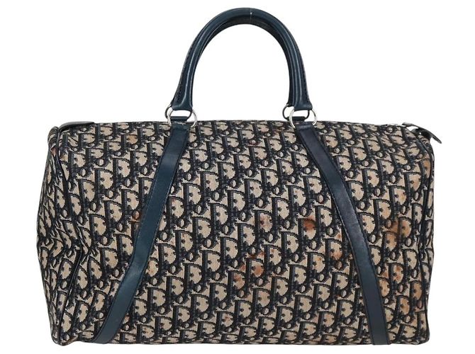 Borsa Boston Christian Dior Trotter Canvas Navy Silver - vista 3