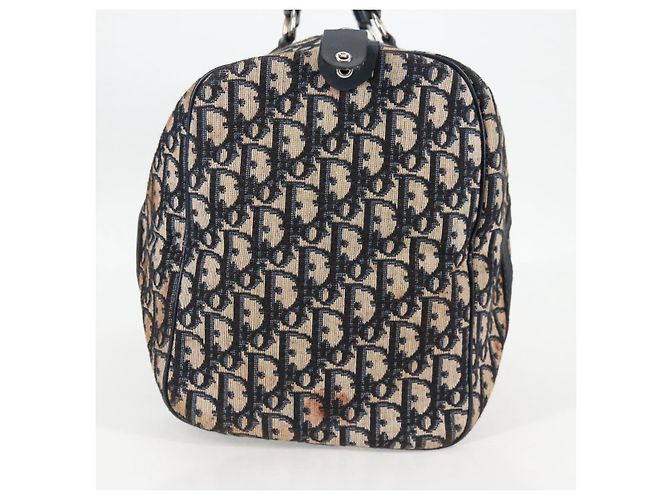Borsa Boston Christian Dior Trotter Canvas Navy Silver - vista 5