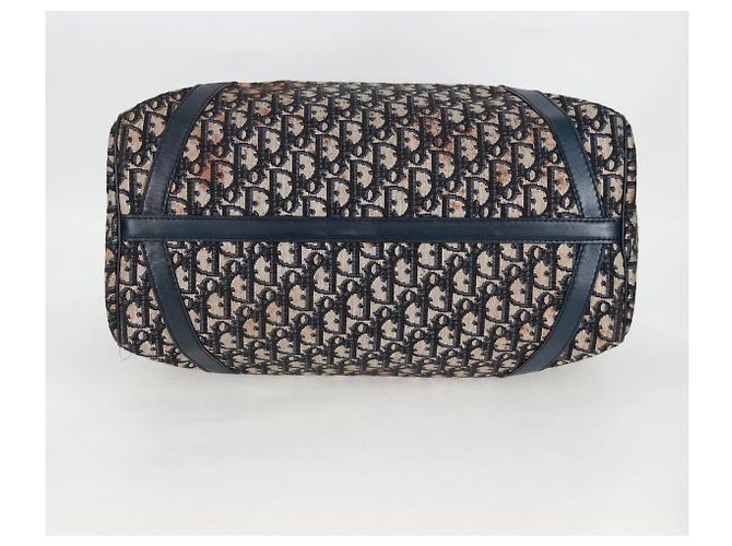Borsa Boston Christian Dior Trotter Canvas Navy Silver - vista 6