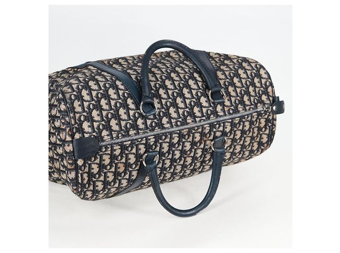 Borsa Boston Christian Dior Trotter Canvas Navy Silver - vista 7