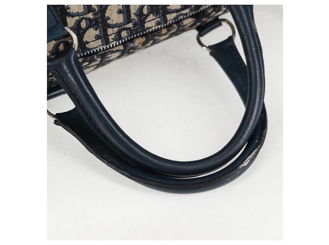 Borsa Boston Christian Dior Trotter Canvas Navy Silver - vista 8