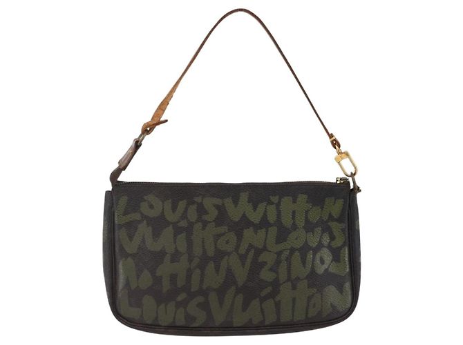 LOUIS VUITTON Graffiti Pochette Accessoires Pouch Khaki M92191 LV - vue 2
