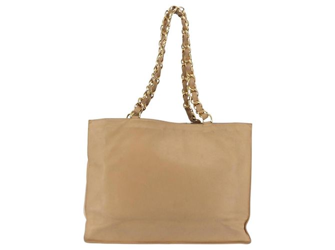 CHANEL COCO Mark Chain Tote Bag aus Lammleder Beige Gold CC - Ansicht 2