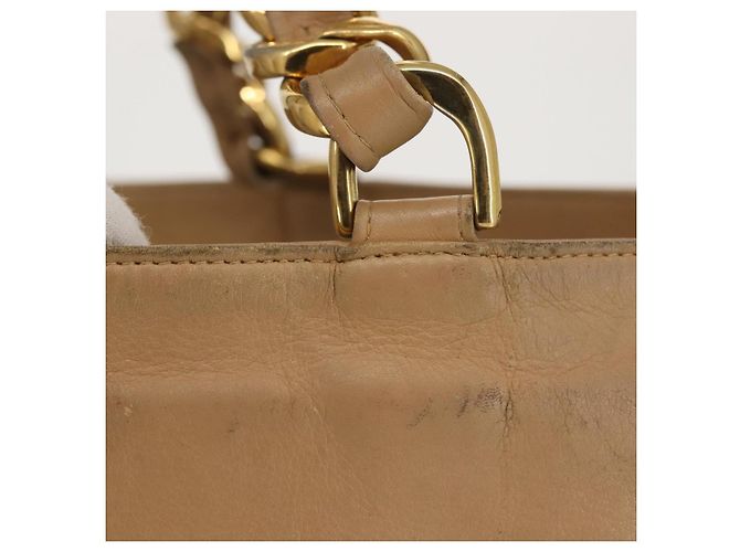 CHANEL COCO Mark Chain Tote Bag aus Lammleder Beige Gold CC - Ansicht 3