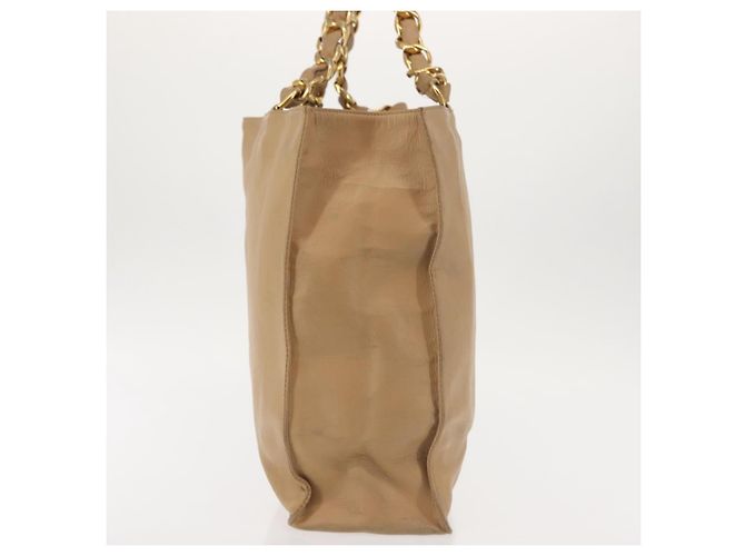 CHANEL COCO Mark Chain Tote Bag aus Lammleder Beige Gold CC - Ansicht 4