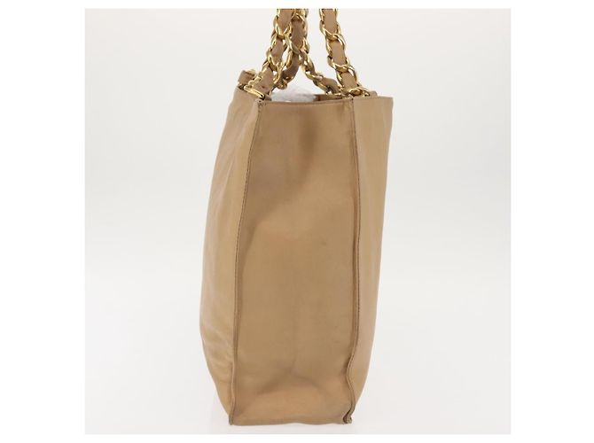 CHANEL COCO Mark Chain Tote Bag aus Lammleder Beige Gold CC - Ansicht 5