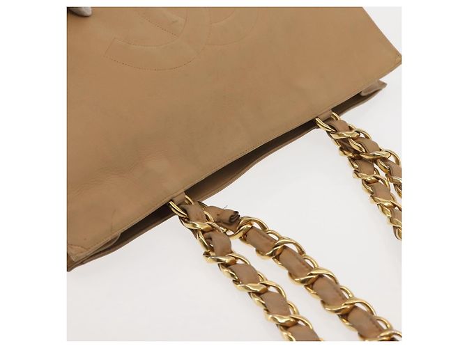 CHANEL COCO Mark Chain Tote Bag aus Lammleder Beige Gold CC - Ansicht 7
