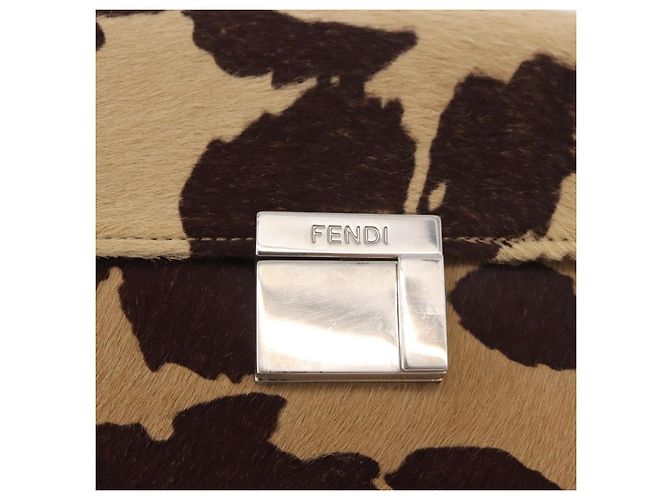 Borsa a spalla FENDI Harako Leather Beige Silver - vista 18