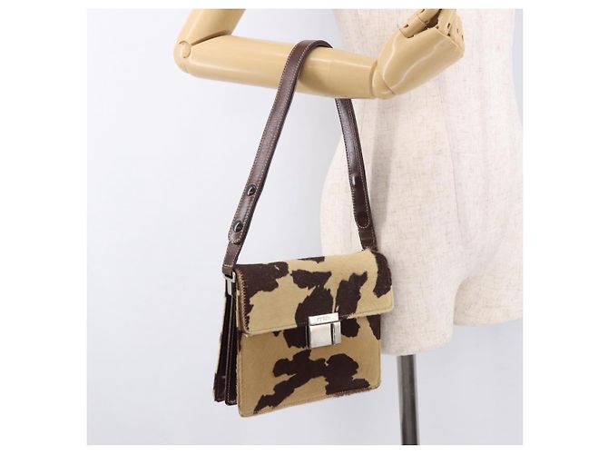 Borsa a spalla FENDI Harako Leather Beige Silver - vista 27