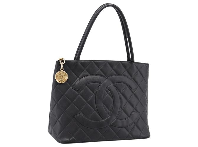Borsa Tote Standard CHANEL Pelle Caviar Nero Oro CC - vista 26