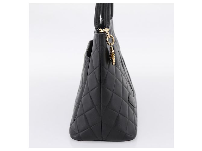 Borsa Tote Standard CHANEL Pelle Caviar Nero Oro CC - vista 3