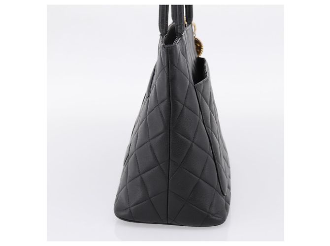 Borsa Tote Standard CHANEL Pelle Caviar Nero Oro CC - vista 4