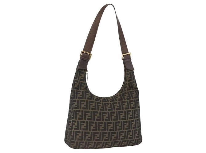 Borsa a tracolla FENDI Zucca Canvas Nero Marrone - vista 24