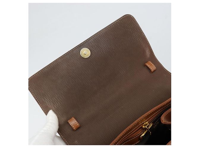 Borsa a mano LOEWE Velazquez in pelle marrone e oro - vista 10