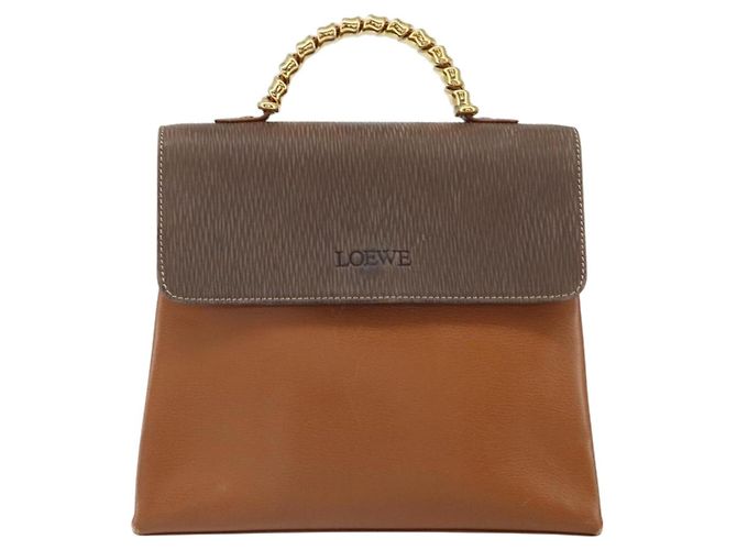 Borsa a mano LOEWE Velazquez in pelle marrone e oro - vista 13