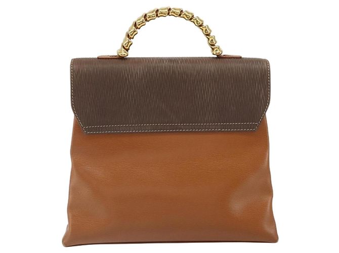 Borsa a mano LOEWE Velazquez in pelle marrone e oro - vista 2