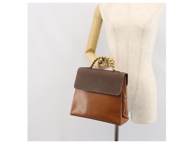 Borsa a mano LOEWE Velazquez in pelle marrone e oro - vista 23