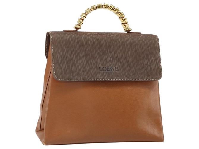 Borsa a mano LOEWE Velazquez in pelle marrone e oro - vista 24