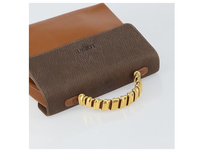 Borsa a mano LOEWE Velazquez in pelle marrone e oro - vista 6