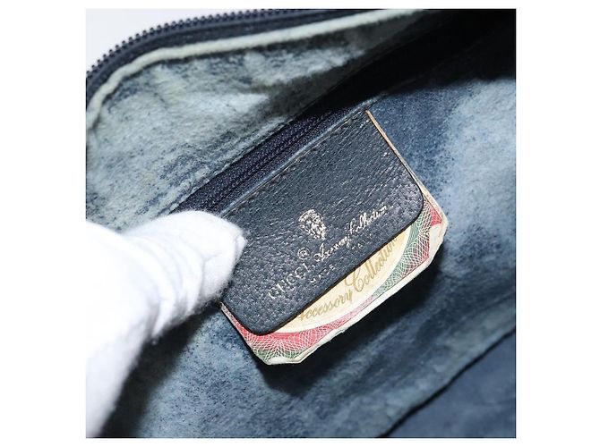Borsa Boston GUCCI GG Supreme Sherry Line PVC Navy Gold Red 111 02 006 - vista 10