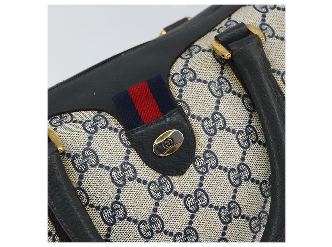 Borsa Boston GUCCI GG Supreme Sherry Line PVC Navy Gold Red 111 02 006 - vista 18