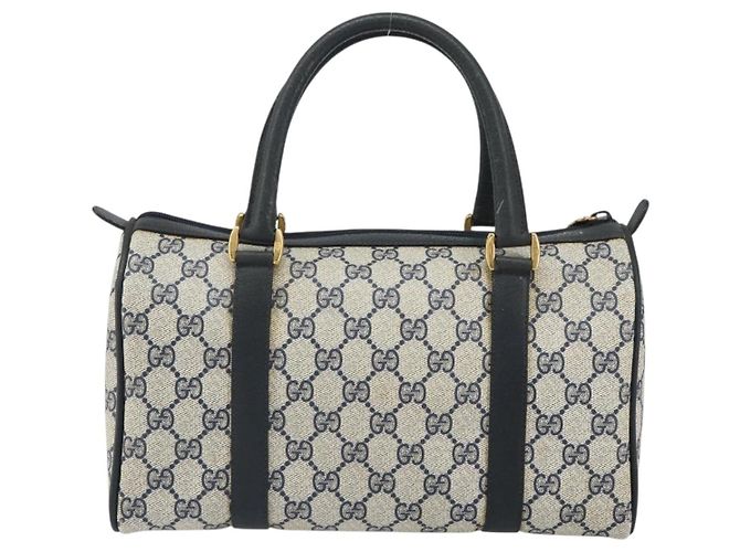 Borsa Boston GUCCI GG Supreme Sherry Line PVC Navy Gold Red 111 02 006 - vista 2
