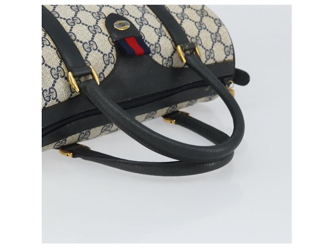 Borsa Boston GUCCI GG Supreme Sherry Line PVC Navy Gold Red 111 02 006 - vista 7