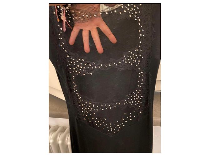 Abito Patrizia Pepe nero con pizzo e strass - vista 4