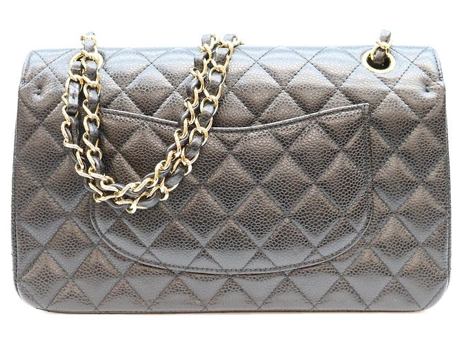 Borsa a tracolla Chanel A01112 in pelle caviar nera matelassé - vista 3