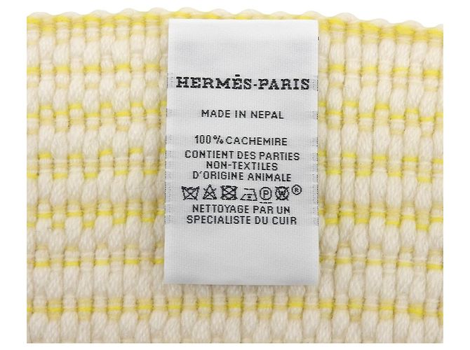 Hermès Hermes gelber wellenförmiger doppelseitiger Kaschmir-Stola - Ansicht 7