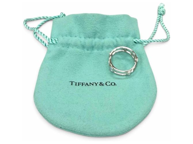 Autre Marque Anello Tiffany & Co. Elsa Peretti Platinum 950 Double Wire con 5 diamanti - vista 2