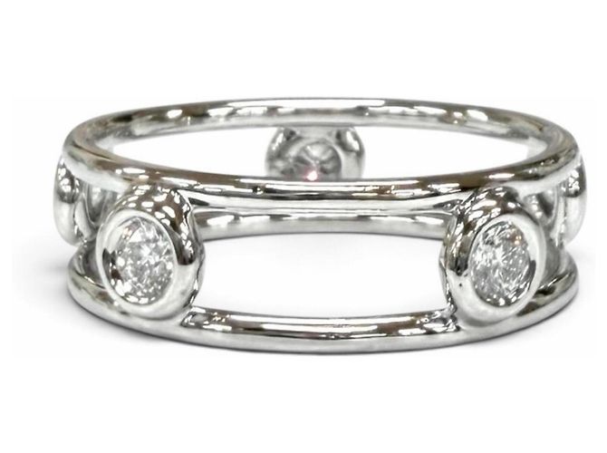 Autre Marque Anello Tiffany & Co. Elsa Peretti Platinum 950 Double Wire con 5 diamanti - vista 3