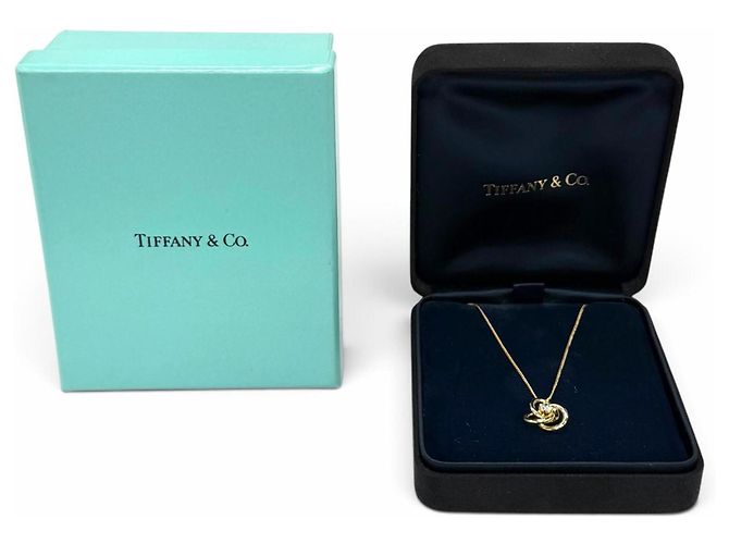 Autre Marque Collana Tiffany & Co. Tre Cerchi in Oro Giallo 18K e Diamanti - vista 2