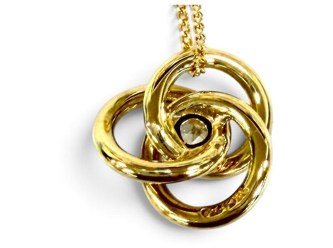 Autre Marque Collana Tiffany & Co. Tre Cerchi in Oro Giallo 18K e Diamanti - vista 4