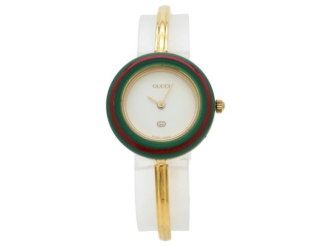 Orologio da donna GUCCI Change Bezel Quadrante Bianco Placcato Oro - vista 2