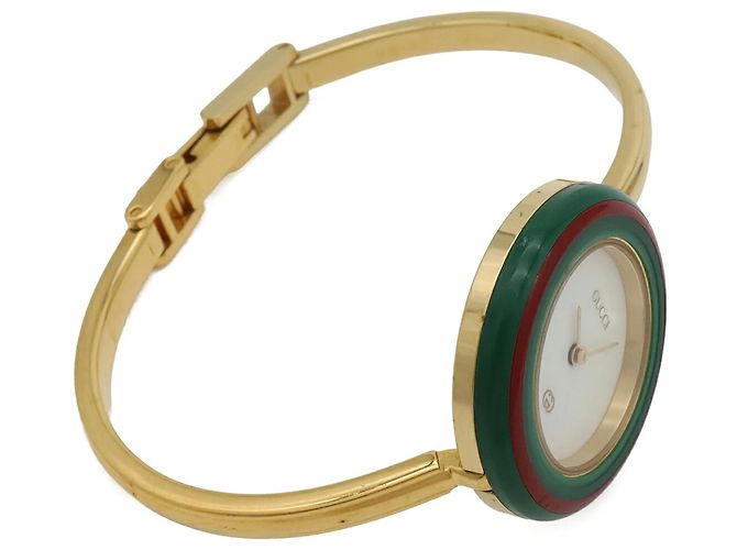 Orologio da donna GUCCI Change Bezel Quadrante Bianco Placcato Oro - vista 4