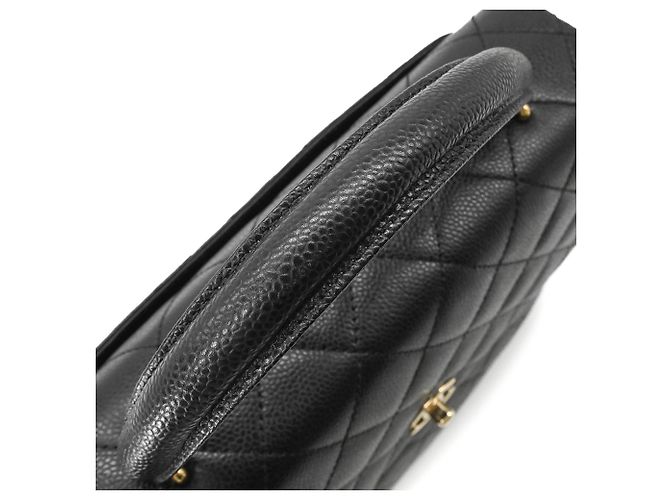 Borsa CHANEL Coco nera in pelle caviar - vista 7