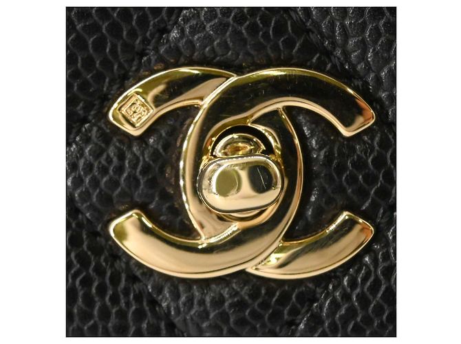 Borsa CHANEL Coco nera in pelle caviar - vista 8