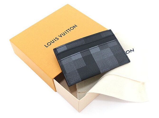 Portacarte Louis Vuitton in canvas nero - vista 6