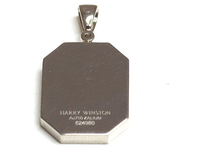 Pendente Harry Winston HW Charm in oro bianco 18K e diamanti neri - vista 2